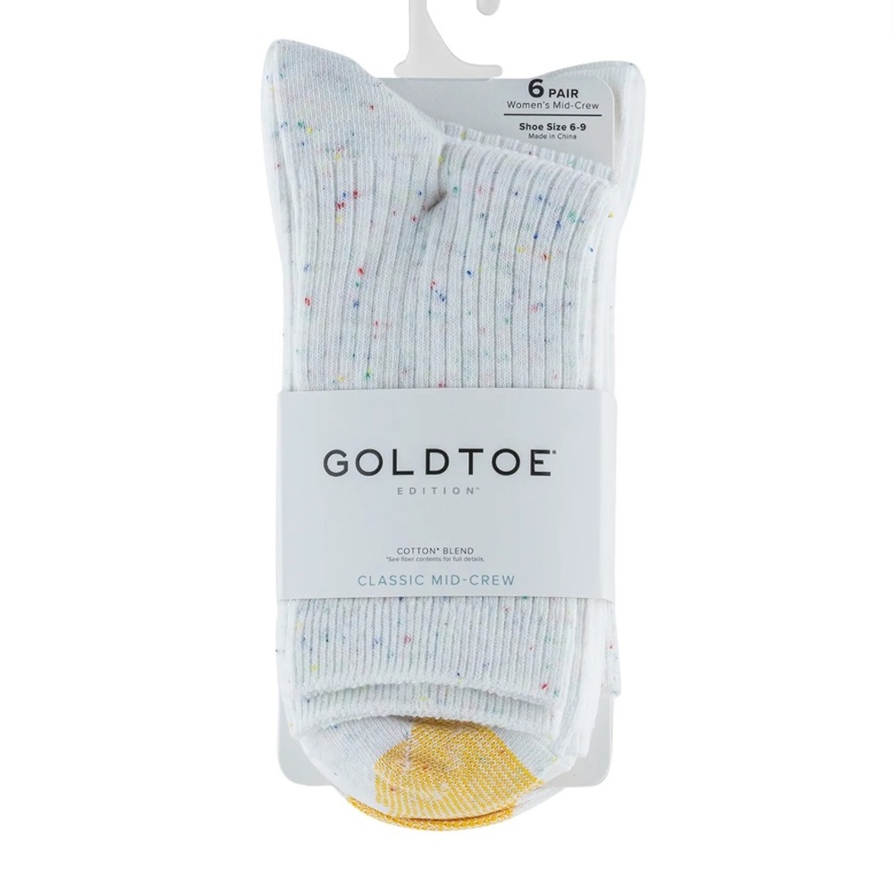 Goldtoe - Women's Modern Mid-Crew Socks, 6-Pack, Shoe Sizes 6-9